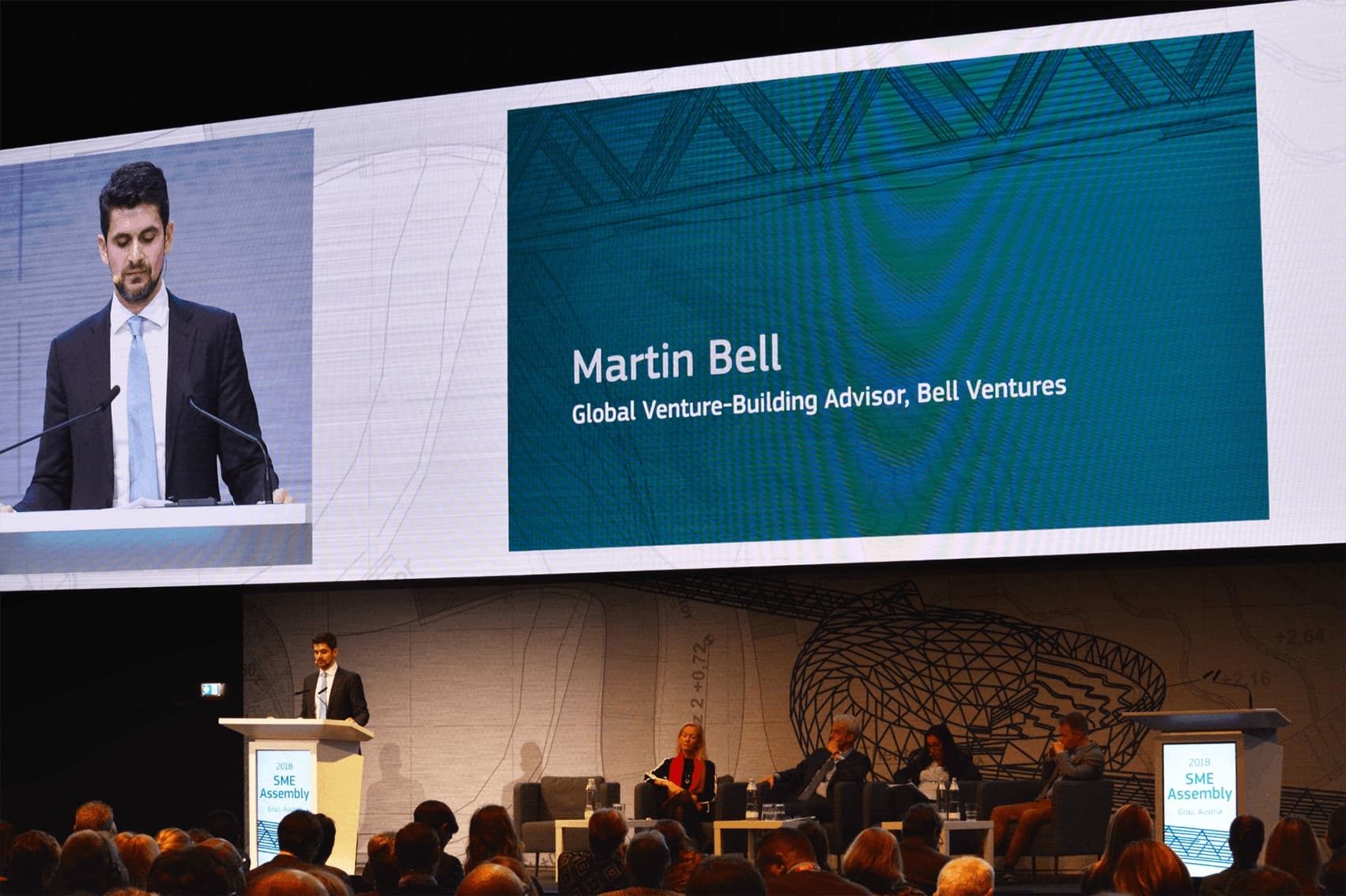 Martin Bell speaking on stage